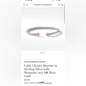 David yurman cable bracelet w 18k rose gold & morganite 4 MM